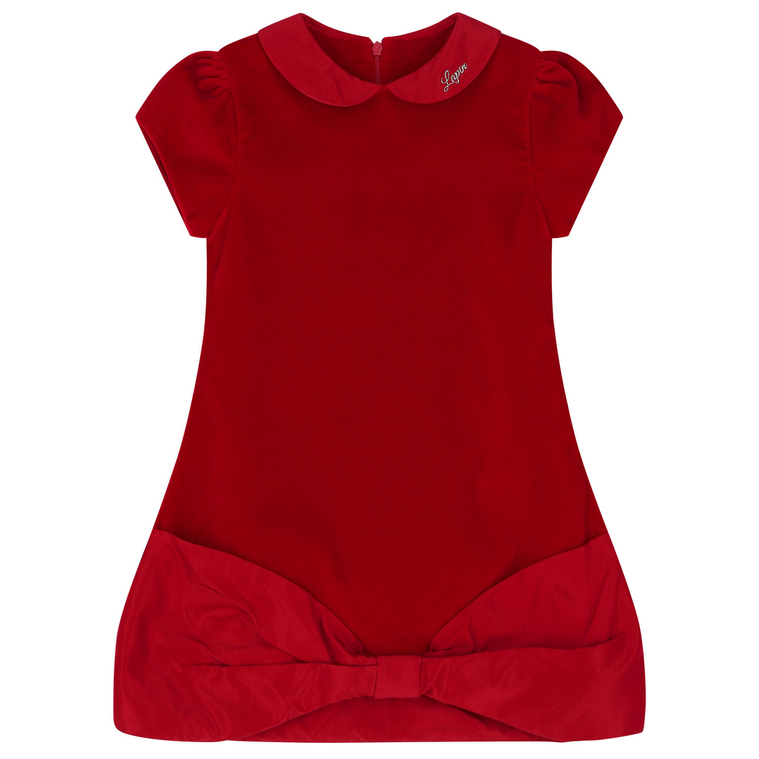 فستان بنات بفيونكة باللون الأحمر, 1, hi-res